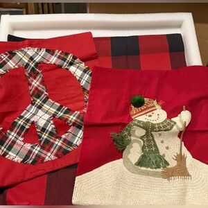 New Pottery Barn Melting Snowman Crewel Embroidered Pillow Cover, 18”, #2